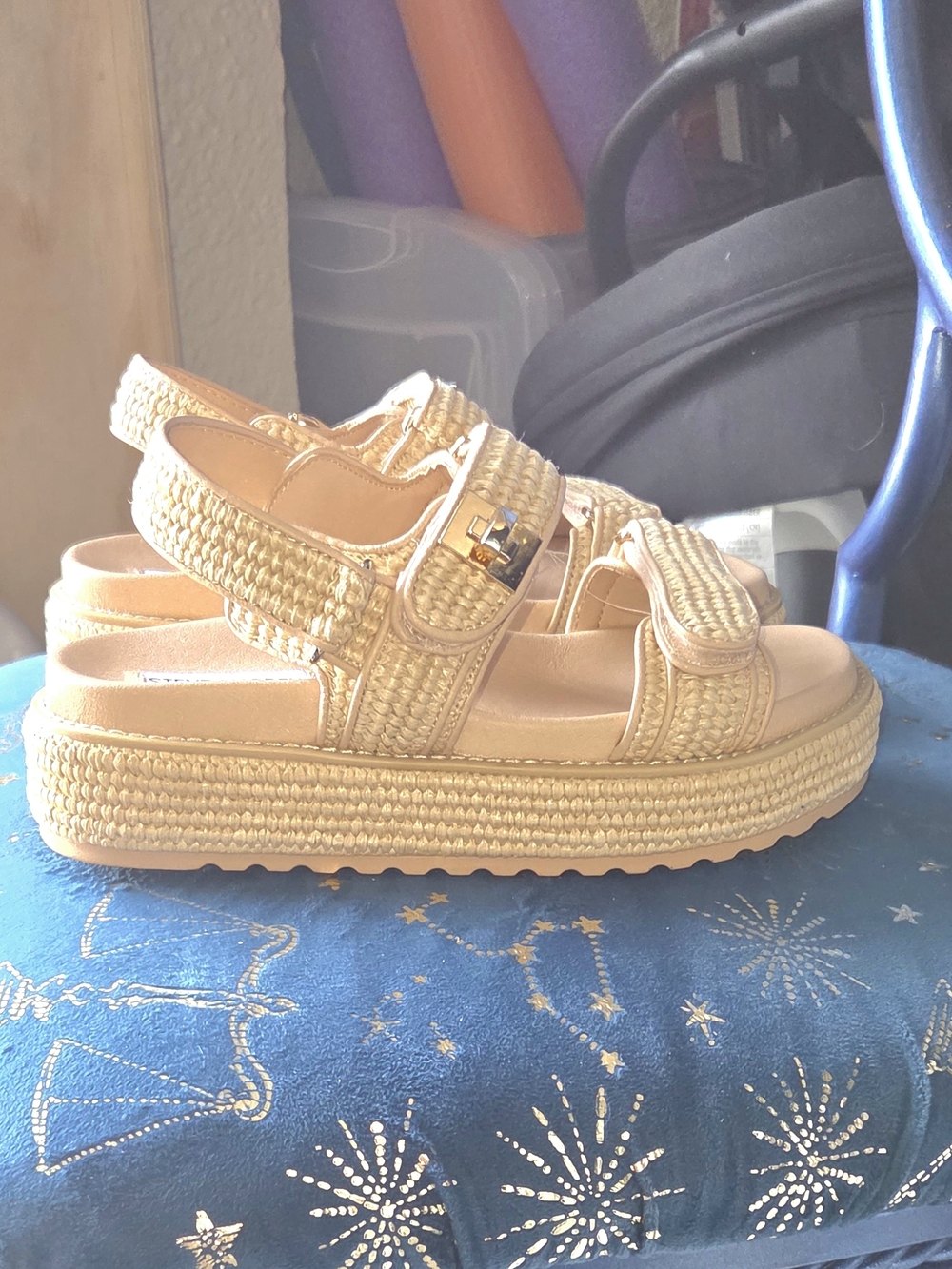 Bigmona Natural Raffia Platform Sandals